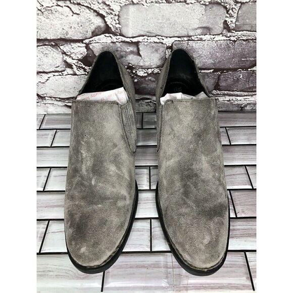 Born Fredrika Gray Suede Leather Pointed Low Cut Heel Booties Women Sz 11M US/43 - Picture 3 of 16